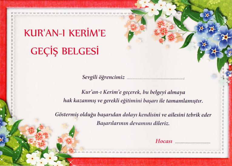 Kuranı Kerime Geçiş Belgesi